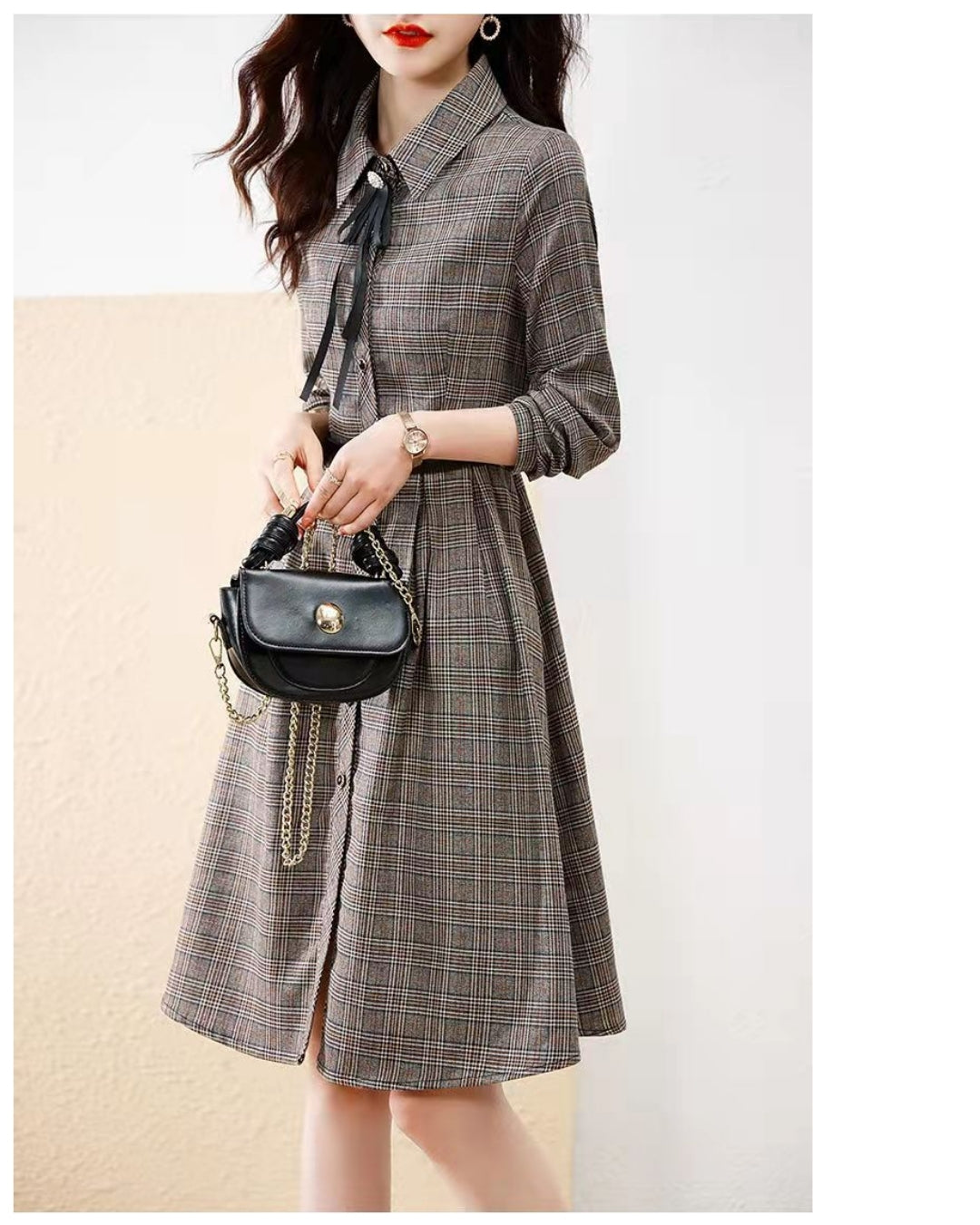 チェック柄シャツワンピ【きちんと上品、着るだけで好印象】