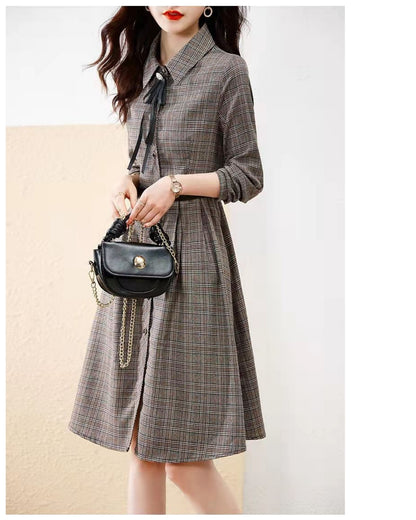 チェック柄シャツワンピ【きちんと上品、着るだけで好印象】