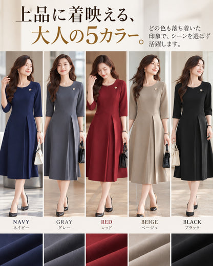 シルエット美ラインワンピース【すっきり見えで差がつく40代の上品フォーマル】