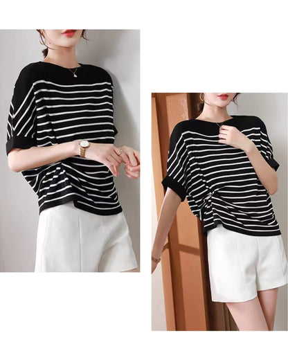 ボーダーニットトップス【一枚で大人のおしゃれ完成】