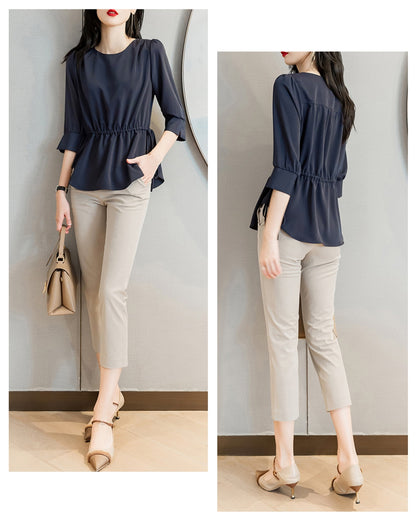 ウエストギャザーブラウス【きれい見えで体型カバーも叶える】