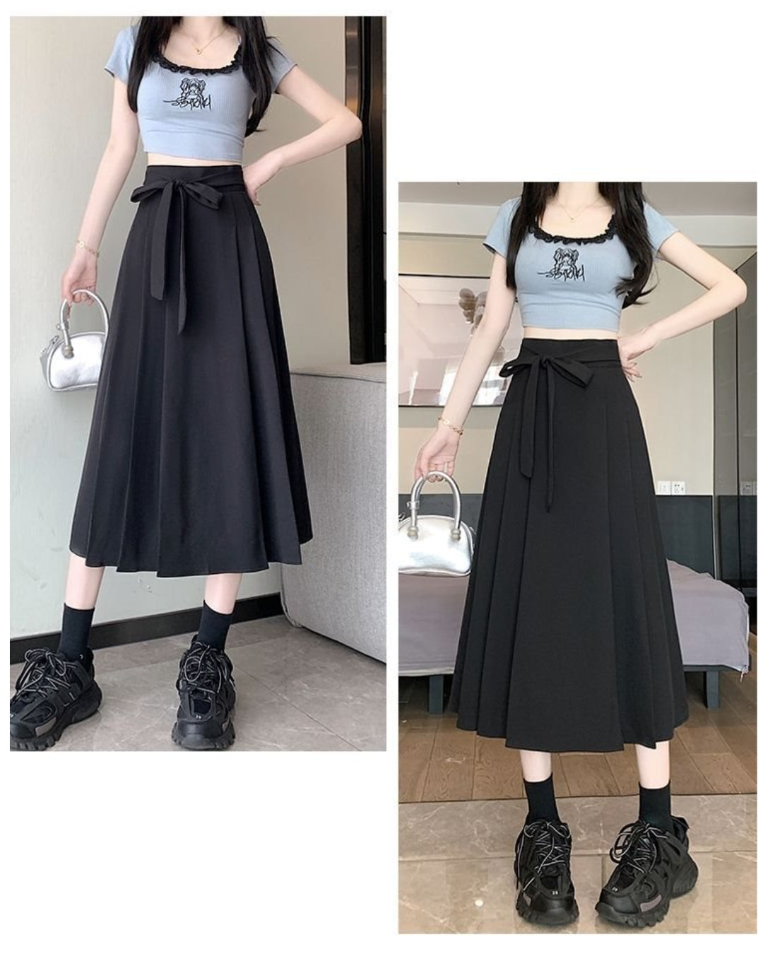 ウエストリボンスカート【リボンで魅せる華やぎ】