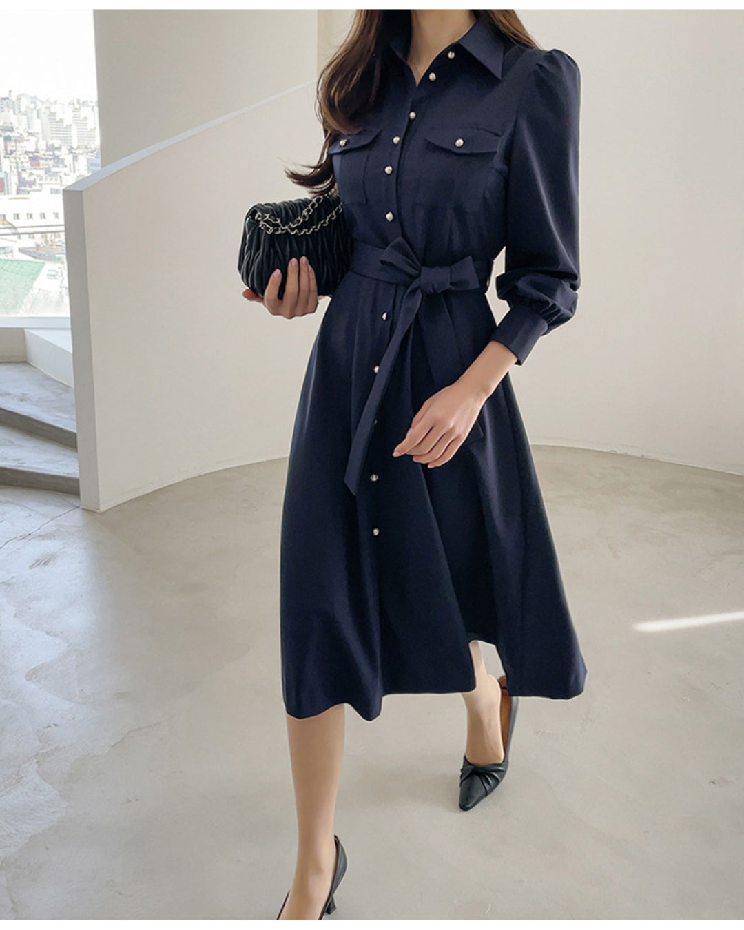 ウエストリボンワンピース【凛とした美しさを纏う】