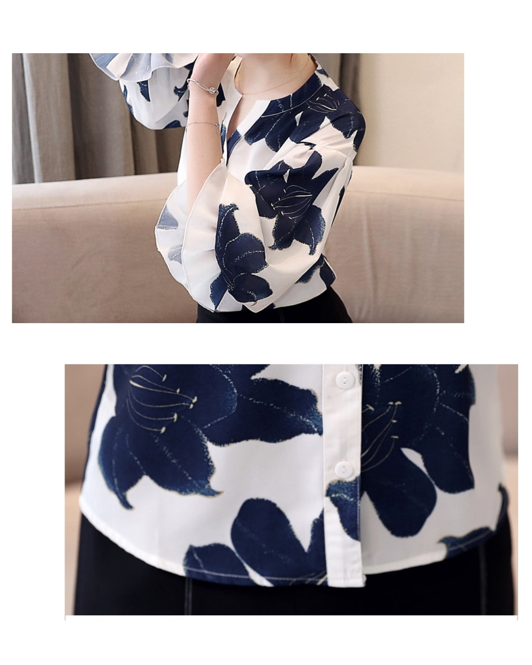 花柄シフォンブラウス【着るだけで、上品に映える】