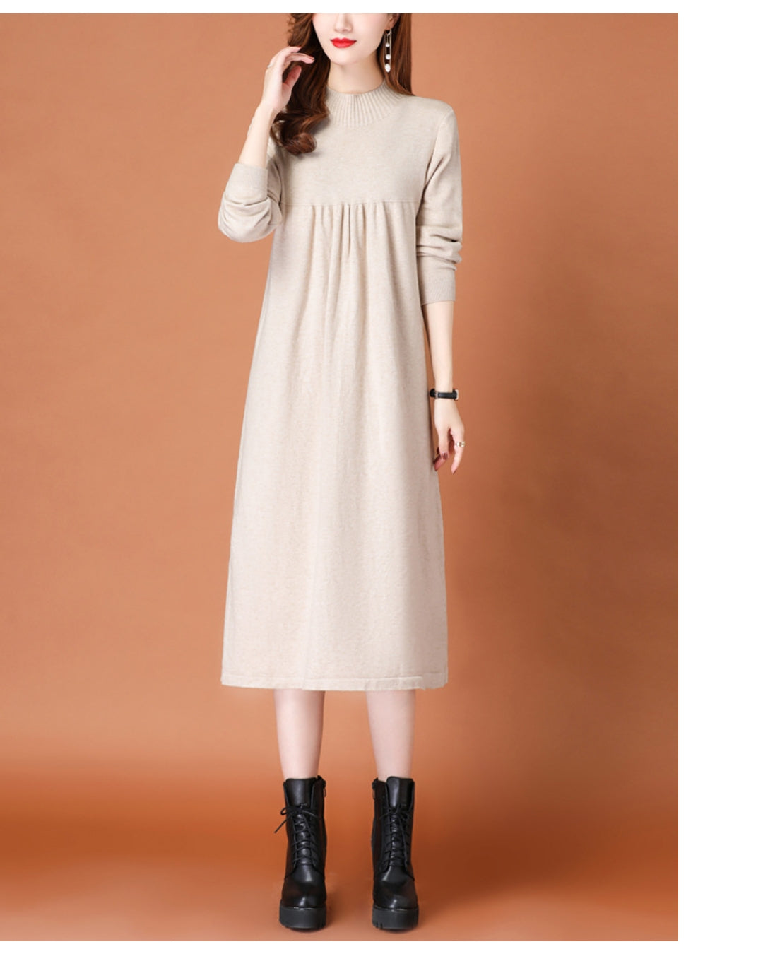 ハイネックニットワンピース【柔らかな温もりをまとう】