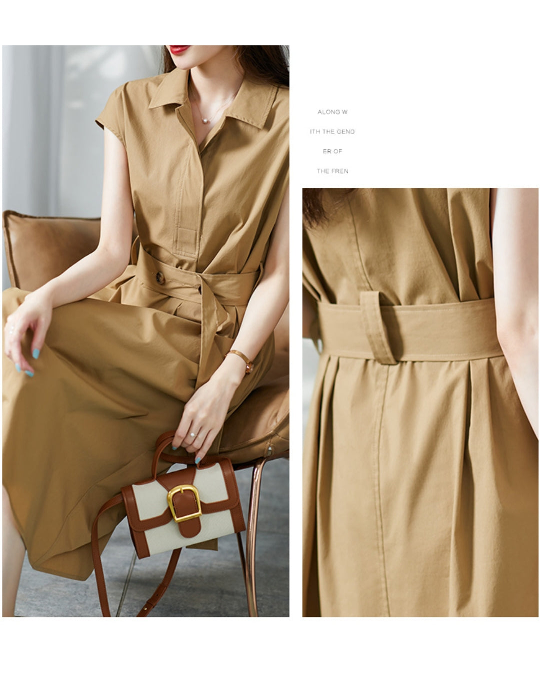 フレンチスリーブシャツワンピ【静かに差がつく、大人の完成形】