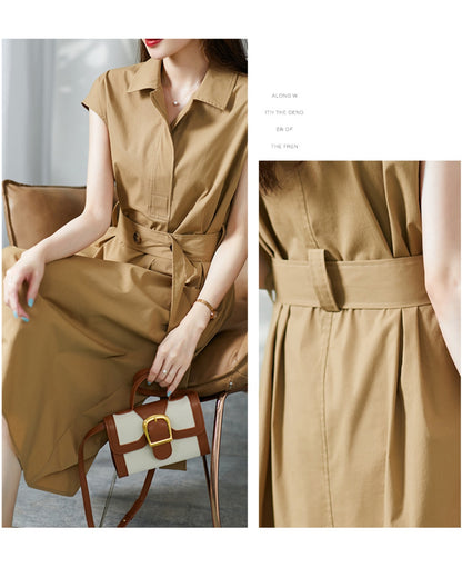 フレンチスリーブシャツワンピ【静かに差がつく、大人の完成形】