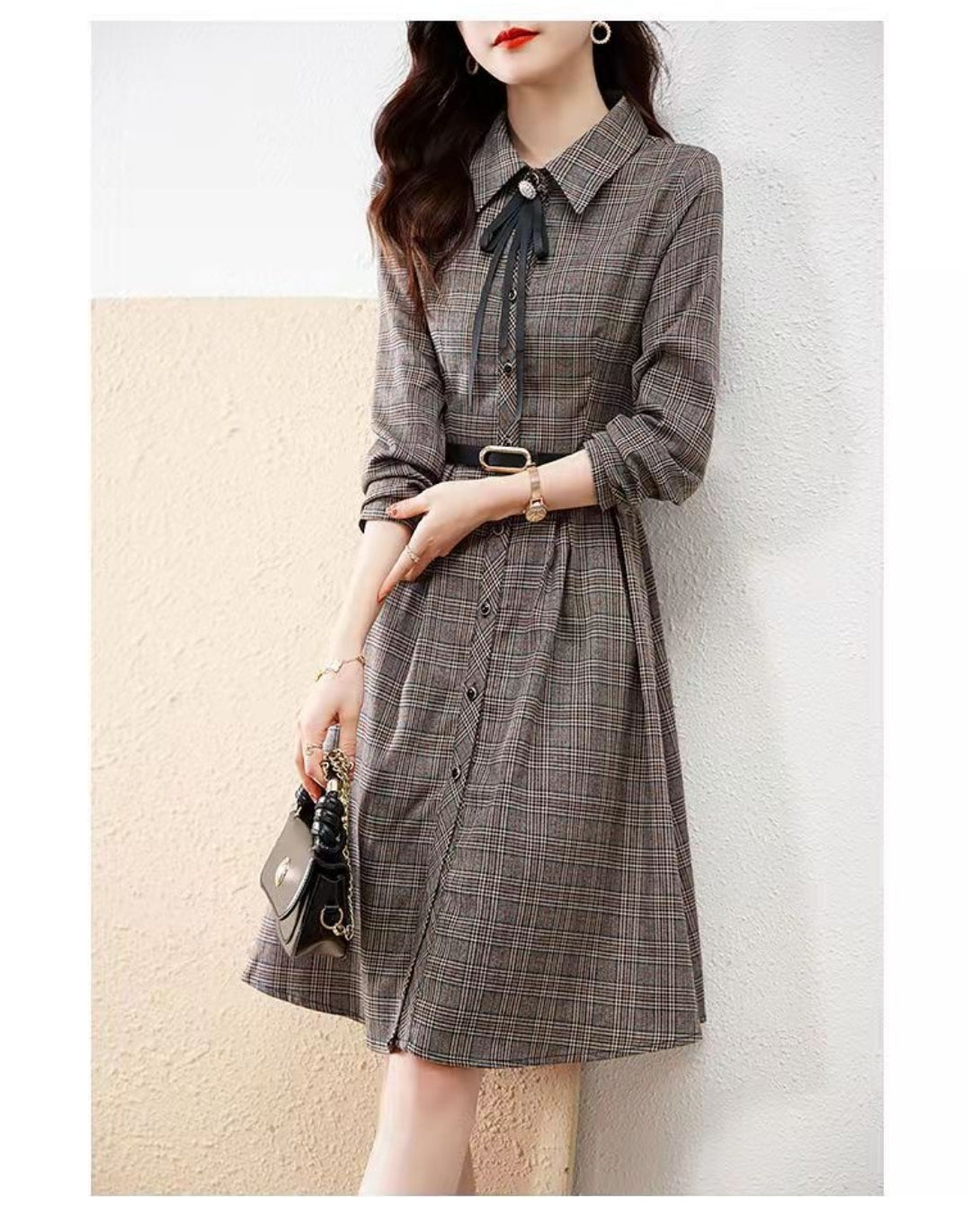 チェック柄シャツワンピ【きちんと上品、着るだけで好印象】