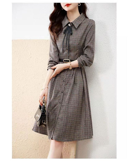 チェック柄シャツワンピ【きちんと上品、着るだけで好印象】