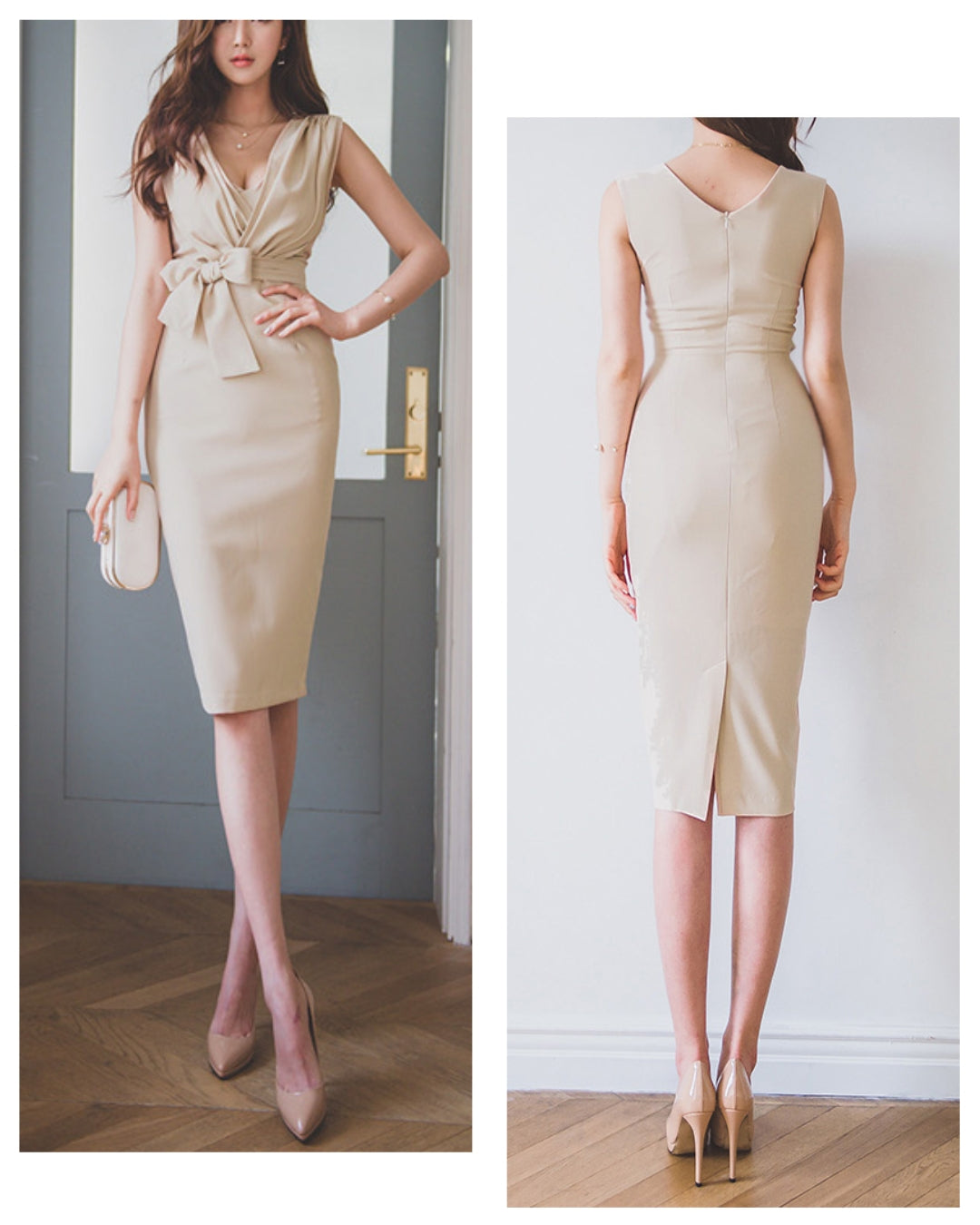 ウエストリボンタイトワンピ【着るだけで  “品と色気が両立する”】