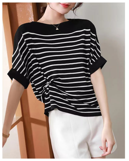 ボーダーニットトップス【一枚で大人のおしゃれ完成】