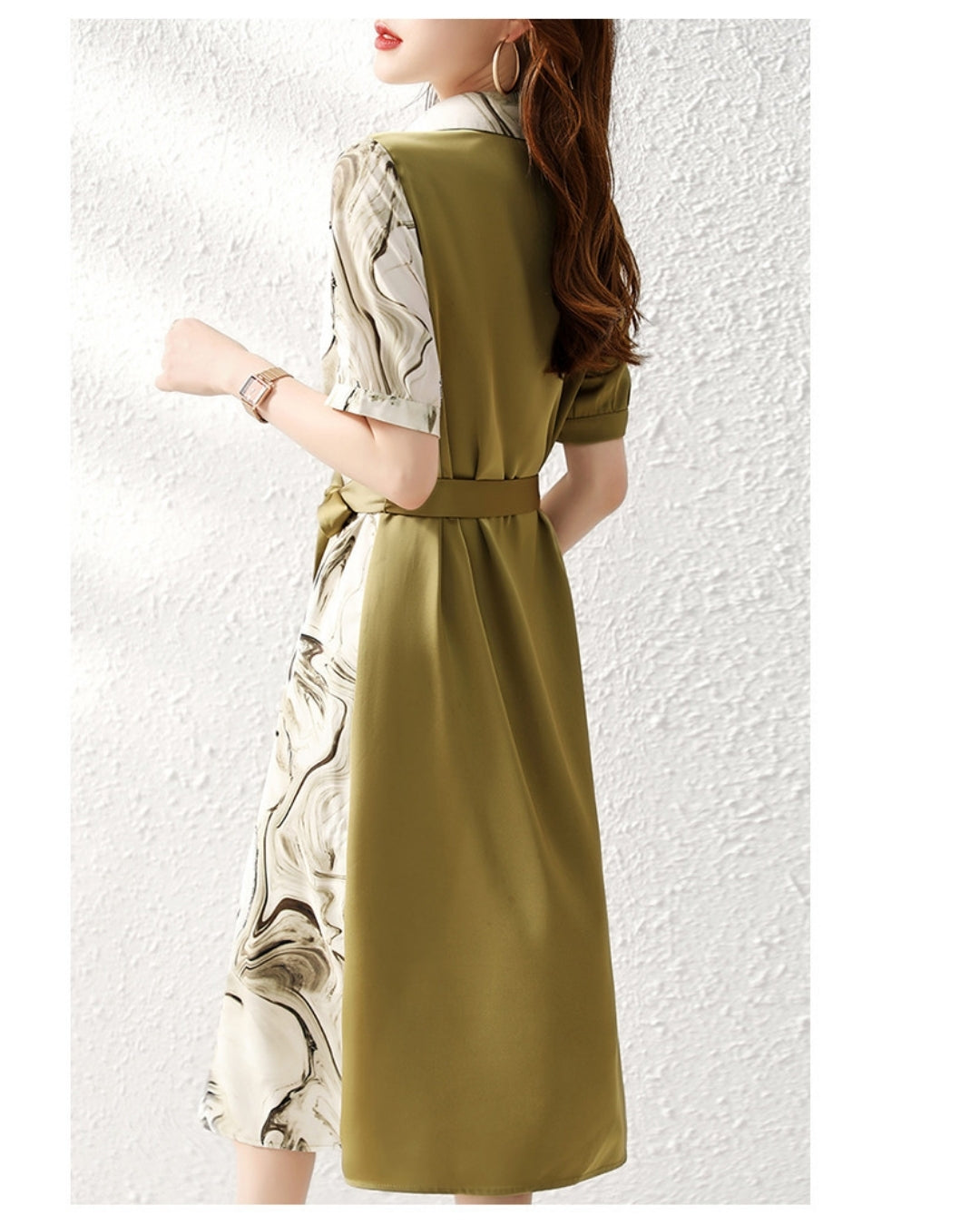 アシンメトリー切替ワンピース【ストレッチ素材でサラッとした肌触り】