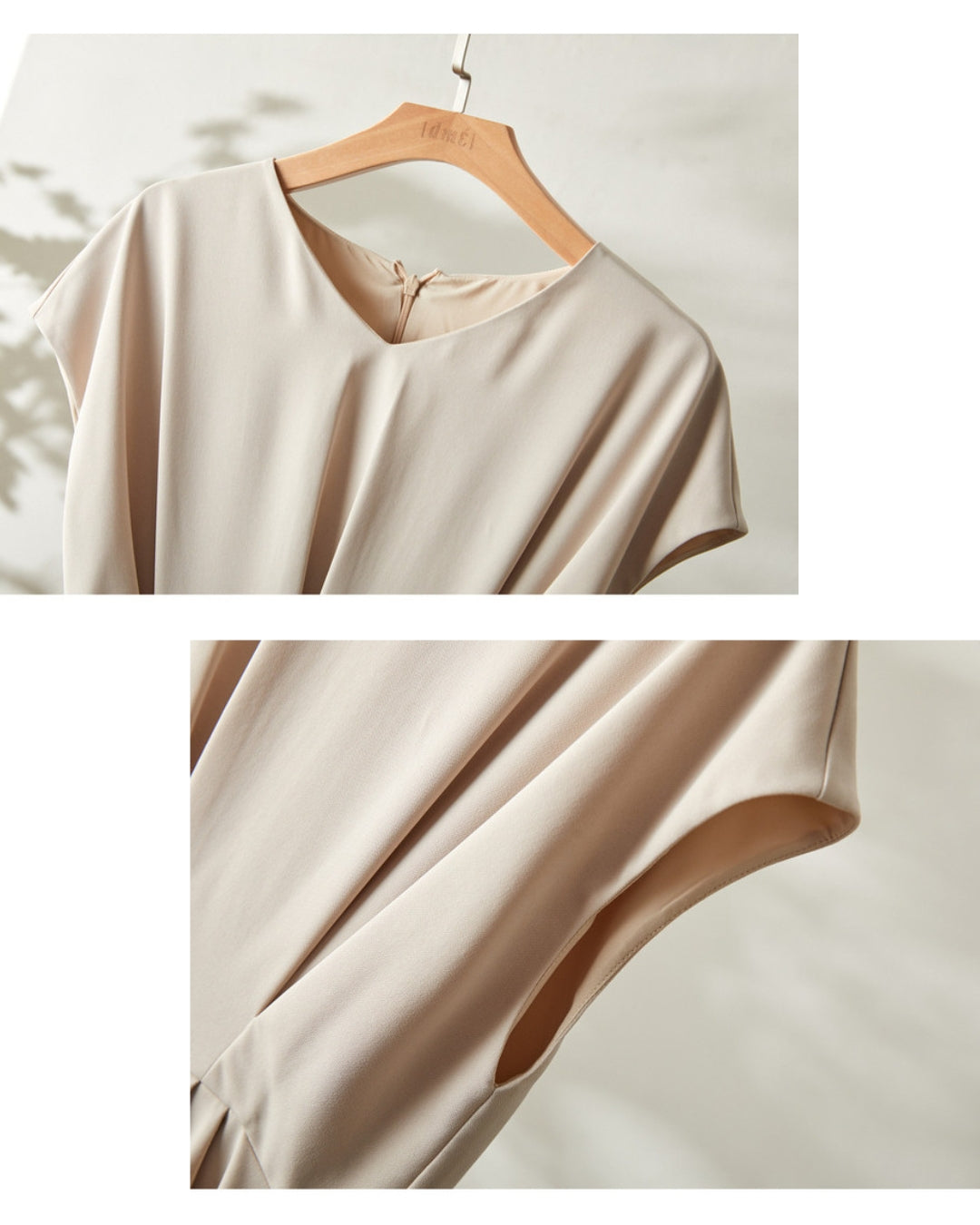 Vネックフレンチスリーブワンピース【しっとり上品、ライン美人】