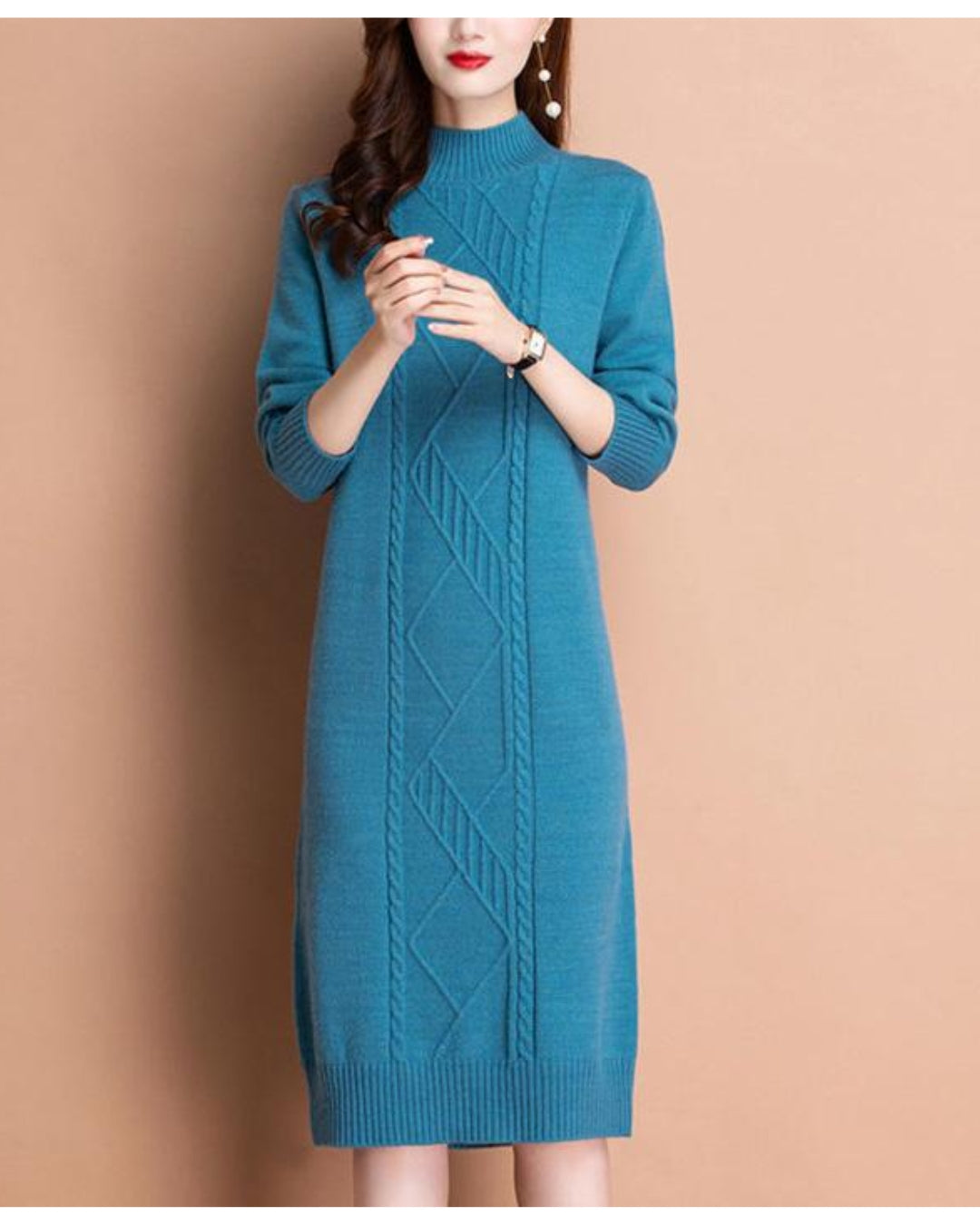 リブ編みニットワンイース【一枚で完成する洗練フェミニンスタイル】