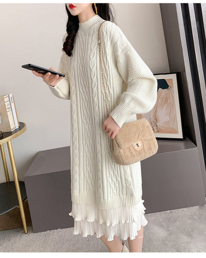 ロングニットフリルワンピース【大人フェミニン × 圧倒的存在感】