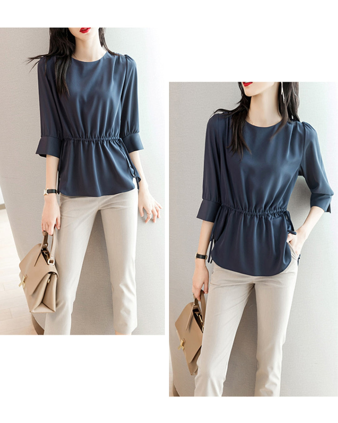 ウエストギャザーブラウス【きれい見えで体型カバーも叶える】