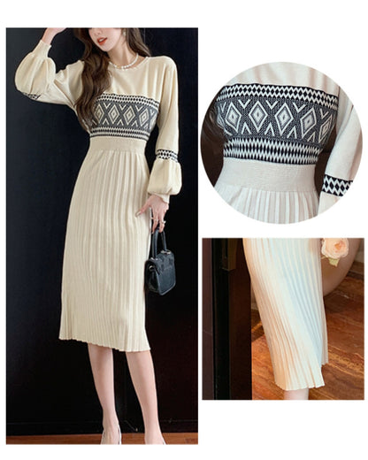 プリーツニットワンピース【上品さがふわりと香る大人のエレガンス】