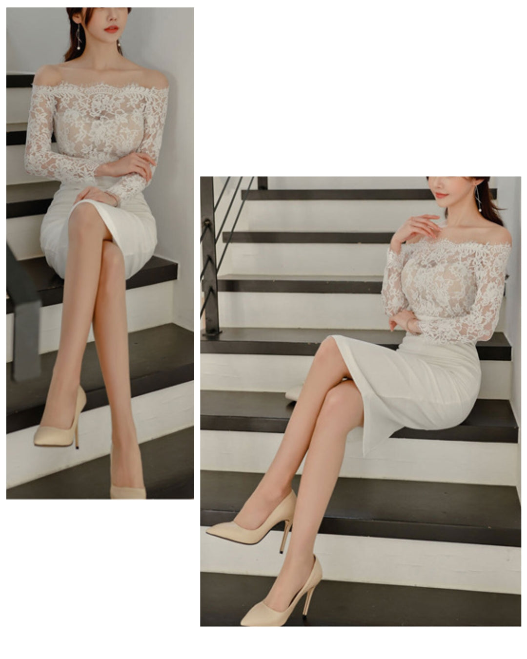 エレガントレースタイトドレス【凛と華やぐ、大人のレースライン】