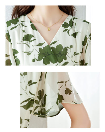 花柄シフォンフレアワンピース【さらっと着るだけで涼しげ上品】