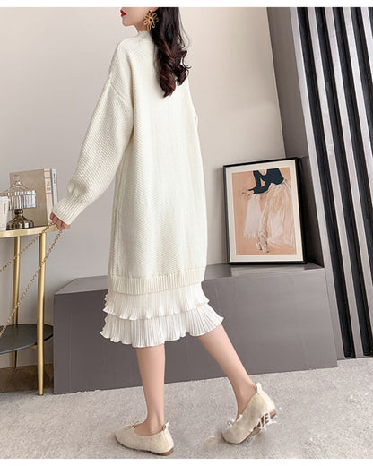ロングニットフリルワンピース【大人フェミニン × 圧倒的存在感】