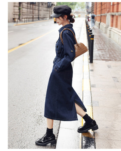 アーバンデニムワンピース【キュッと細見え、都会派の一枚】