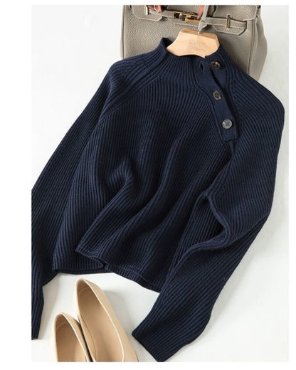 ショルダーボタンニット【ふんわり優しい肌触り】