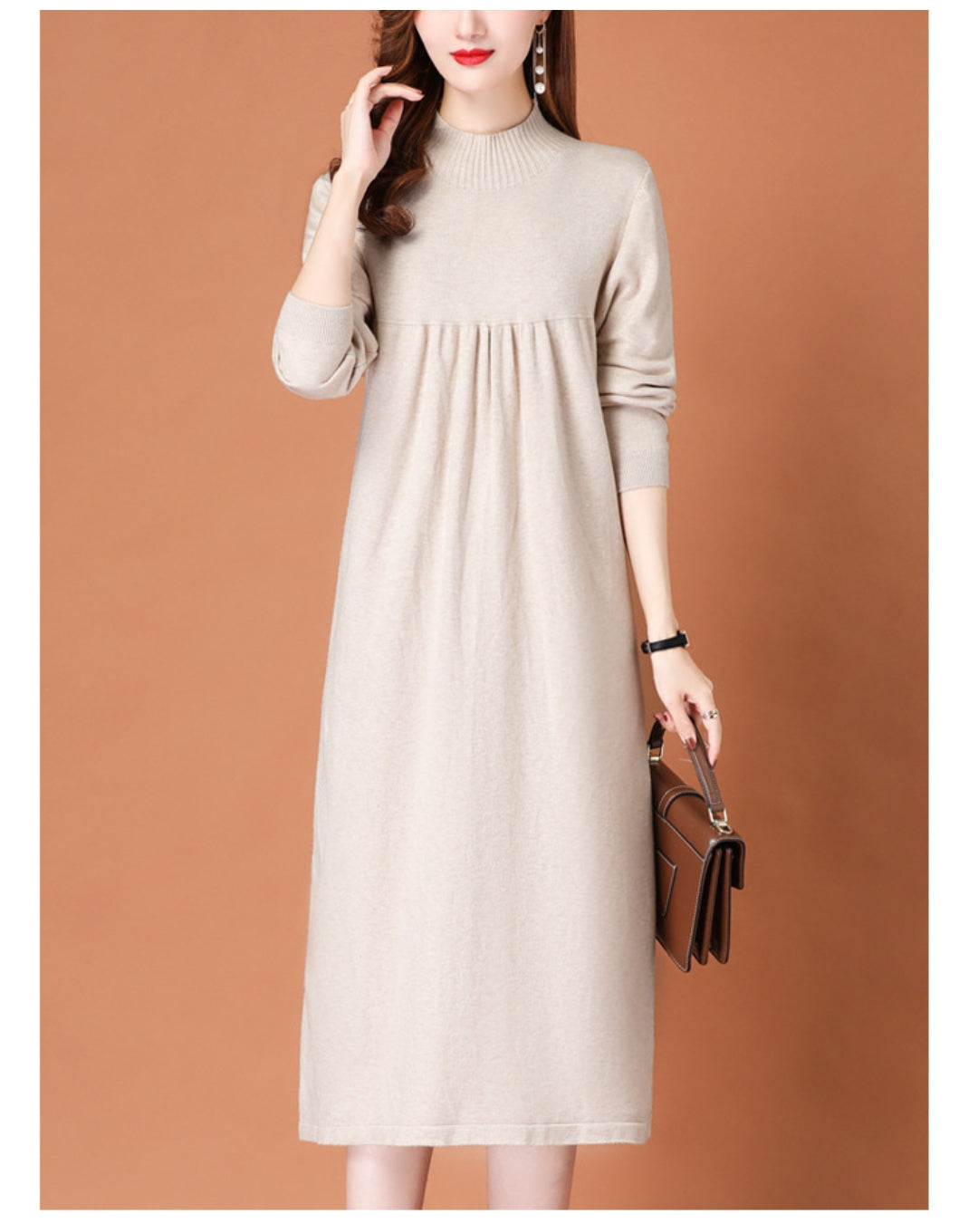 ハイネックニットワンピース【柔らかな温もりをまとう】