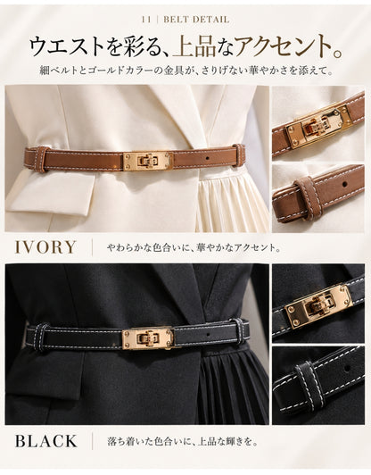 ジャケット風プリーツワンピース【一枚で叶える、品よく華やぐ大人の装い】