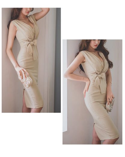 ウエストリボンタイトワンピ【着るだけで  “品と色気が両立する”】