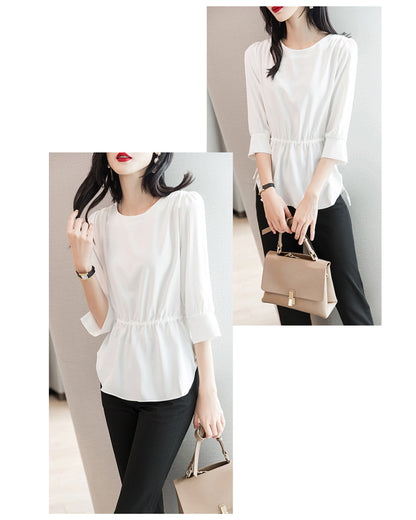 ウエストギャザーブラウス【きれい見えで体型カバーも叶える】