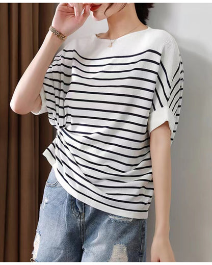 ボーダーニットトップス【一枚で大人のおしゃれ完成】