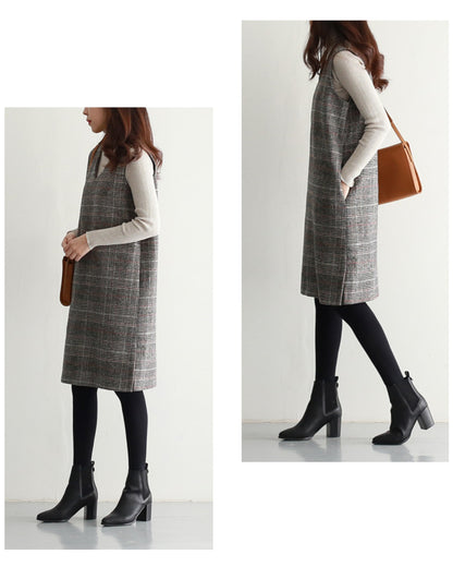 チェック柄ジャンパースカート【重ねるだけで決まる上品チェック柄】