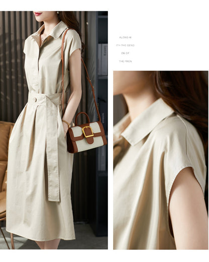 フレンチスリーブシャツワンピ【静かに差がつく、大人の完成形】