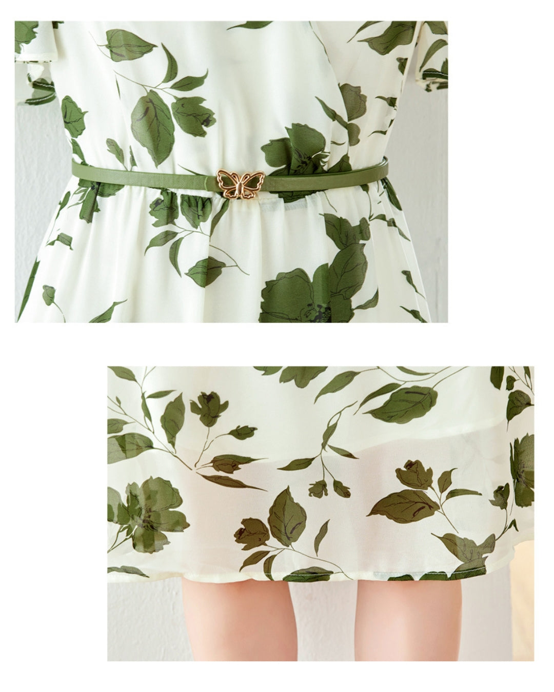 花柄シフォンフレアワンピース【さらっと着るだけで涼しげ上品】