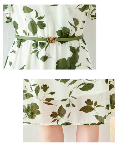 花柄シフォンフレアワンピース【さらっと着るだけで涼しげ上品】
