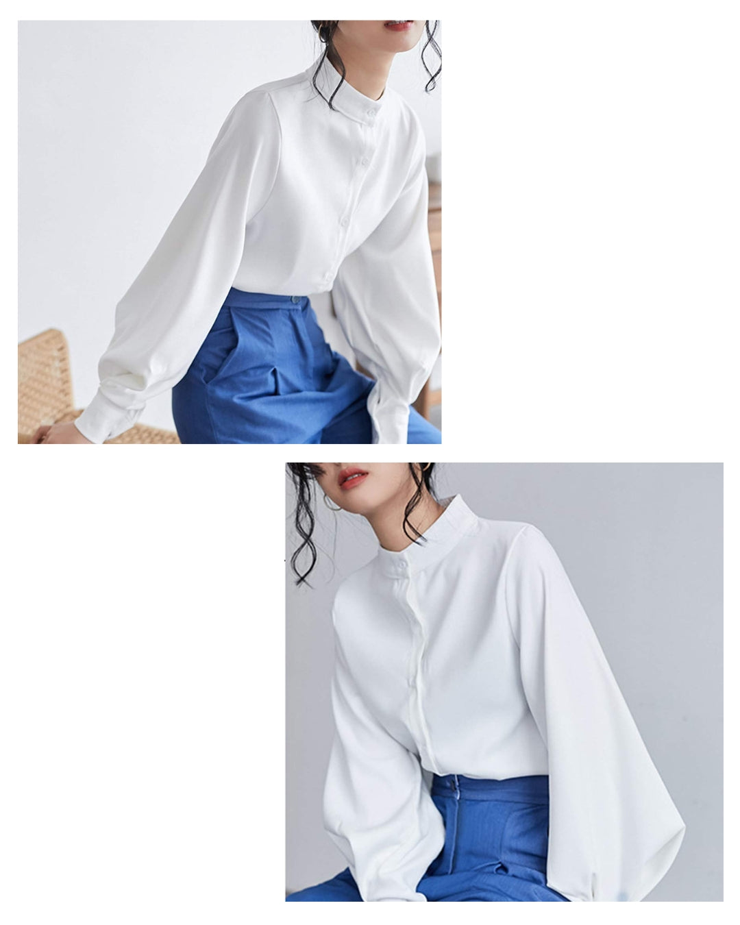 ボリューム袖ブラウス【凛と整う、大人の上品ブラウス】