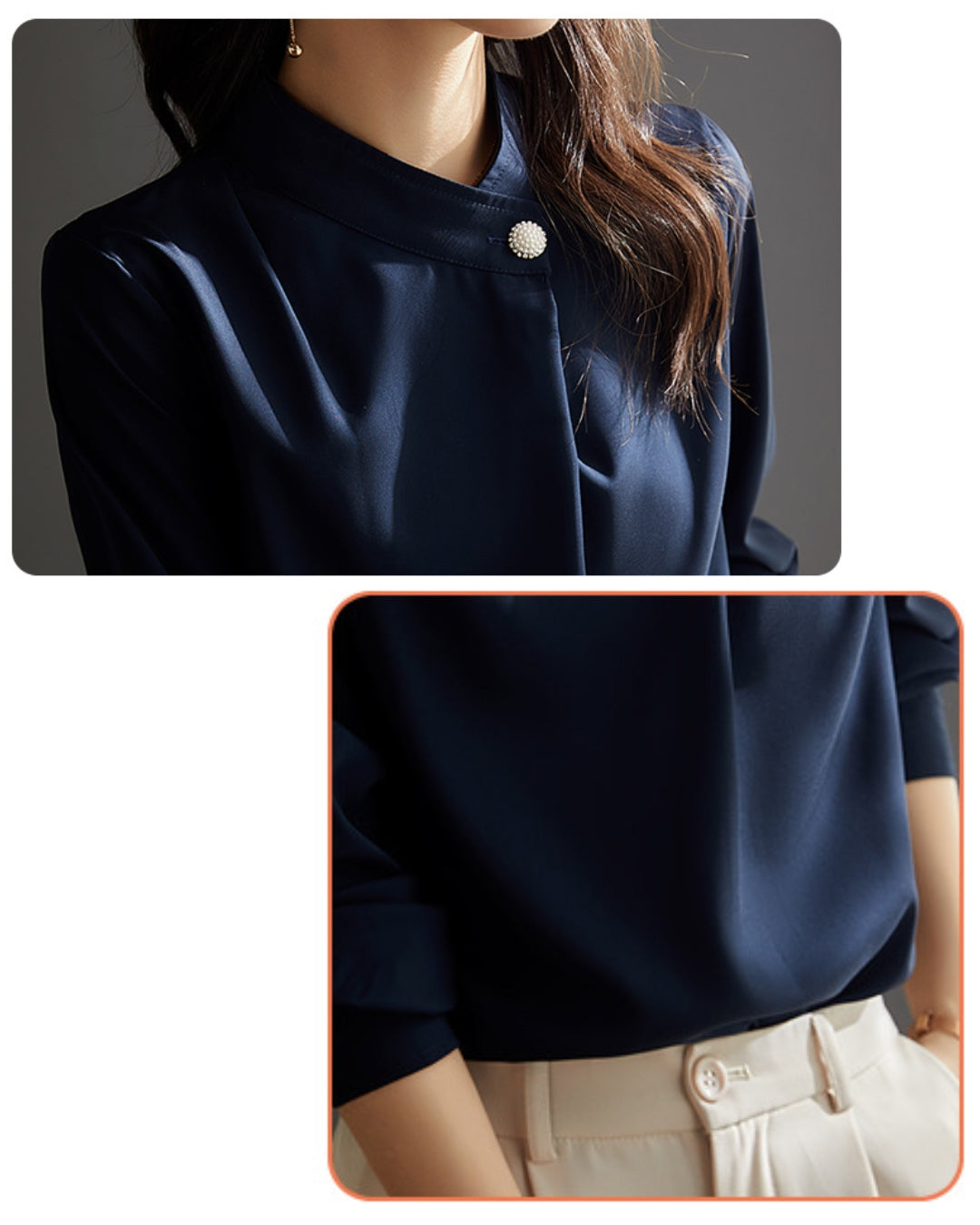 パールボタンブラウス【知性を纏う、さりげない華やぎ】